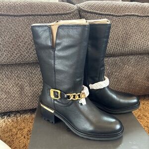 Vince Camuto Suede Mid-Calf Boots Keshilla Black Size 7.5 or 5.5